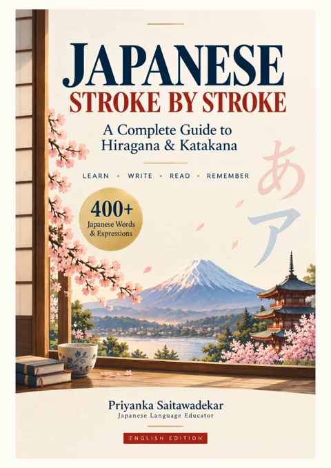 Current review cover of Japanese, Stroke by Stroke; cover text updates are pending